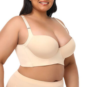 Plus Size Girls' Bra – Comfortable, Slimming, and Anti-Sagging Support Color (Beige)