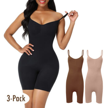Seamless Butt Lifter Bodysuit Shapewear for Women – Tummy Control Strap Shaper (3-Pack)
