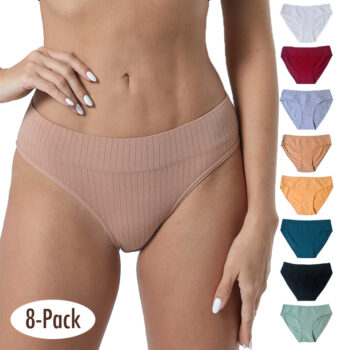 Women's Cotton Hipster Underwear – Mid-Rise Plus Size Panties with Soft, Breathable Fit (8-Pack)