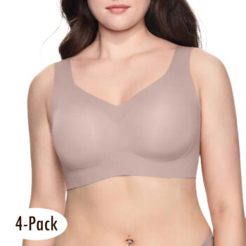 Seamless Wireless Full Coverage Push-Up Bra for Women, Comfortable T-Shirt Bra Plus Size Friendly (4-Pack)