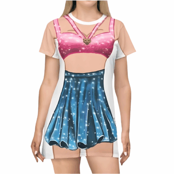 Plus Size Pink & Teal Concert T-shirt Dress