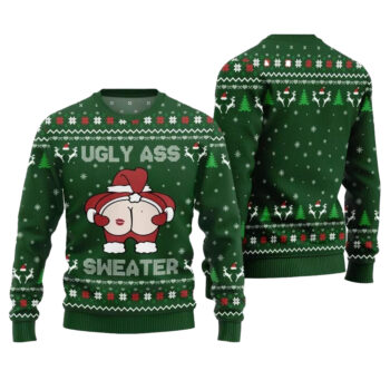 2025 Christmas Caught Kissing Santa Ugly Christmas Sweater-Green