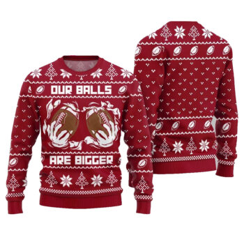 2025 Christmas Our Balls Are Bigger Football Ugly Christmas Sweater-Red