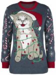 Cat Wrapped In Lights Ugly Christmas Sweater