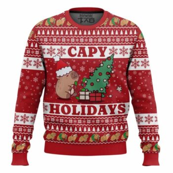Capy Holidays Christmas Ugly Sweater Red