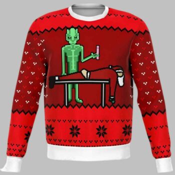 Alien And Santa Dildo Funny Christmas Ugly Christmas Sweater
