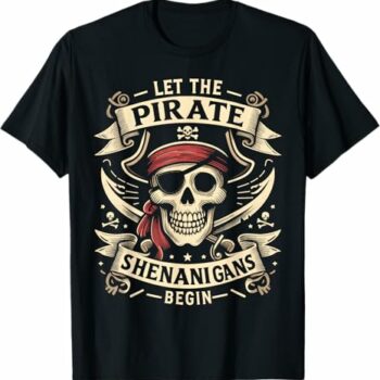 Halloween Skull Time For Pirate Mischief T-Shirt