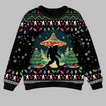 Bigfoot UFO Christmas Ugly Christmas Sweater
