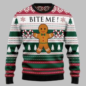 Christmas Cookies Bite Me Ugly Christmas Sweater