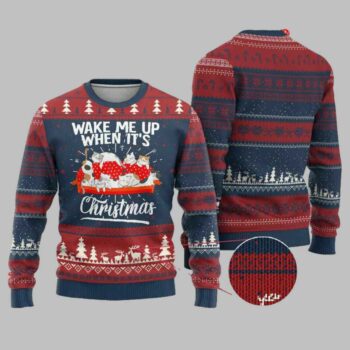 Cute Cat Wake Me Up When It?s Christmas Ugly Christmas Sweater