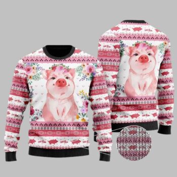 Floral Piggy Ugly Christmas Sweater