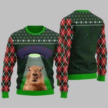 Funny Alien Capybara Ugly Christmas Sweater