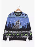 Godzilla City Scene Holiday Ugly Christmas Sweater