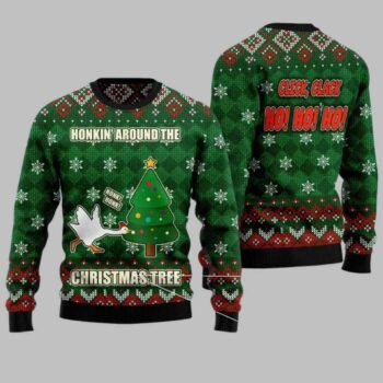 Goose Honkin Around The Christmas Tree Ugly Christmas Sweater