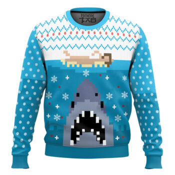 Jaws Blue Knitting Pattern Ugly Christmas Sweater Gift For Christmas