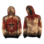 Halloween Hoodie Grunge Pullover Medusa Skull Dark Beige
