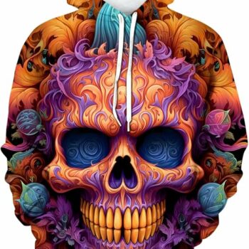 Halloween Pumpkin Skull Colorful Graphic Hoodie