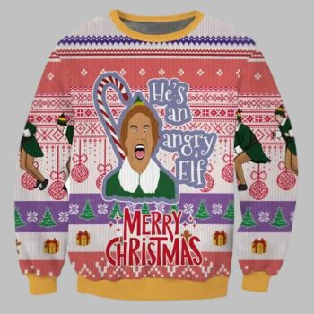 He's An Angry Elf Ugly Christmas Sweater
