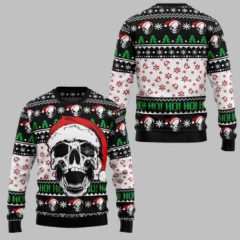 Hohoho Skeleton Skull Santa Ugly Christmas Sweater