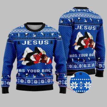 Jesus Has Your Back Jiu Jitsu Ugly Christmas Sweater