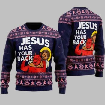 Jesus Has Your Back Ugly Christmas Sweater
