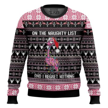 Flamingo Naughty List Ugly Christmas Sweater
