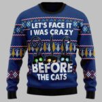 Lets Crazy Black Cat Mom Family Ugly Christmas Sweater