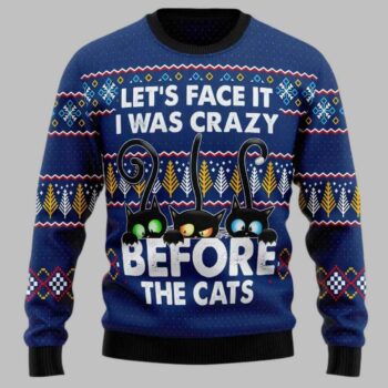 Let's Crazy Black Cat Mom Family Ugly Christmas Sweater