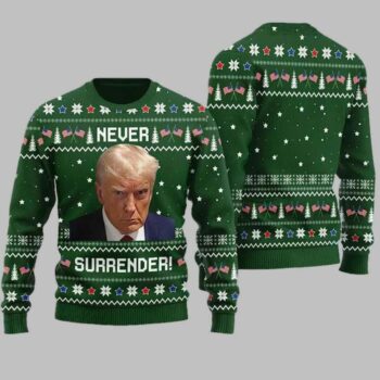 Never Surrender Trump Ugly Christmas Sweater
