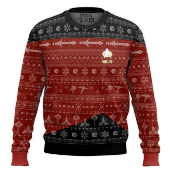 3D S.T The Next Generation 1987 Red Ugly Christmas Custom Name Ugly Sweater
