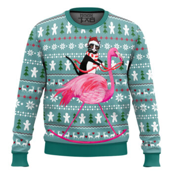 Ugly Christmas Cat And Flamingo Sweater Apparel