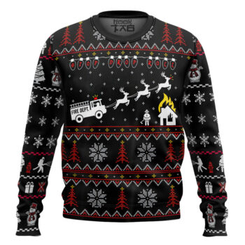 3D Firefighter FIRE DEPT Ugly Christmas Sweater Sweatshirt Apparel