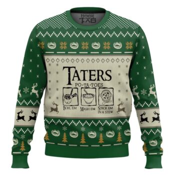 LOTR Funny Christmas Taters Potatoes Green Ugly Christmas Sweater