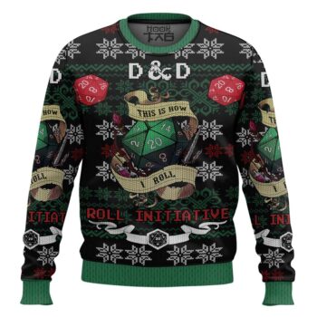 Roll Initiative Dungeons & Dragons Ugly Christmas Sweater