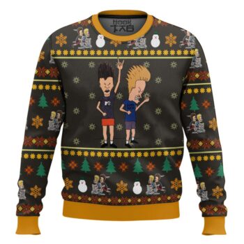 Beavis and Butthead Rock On Ugly Christmas Sweater