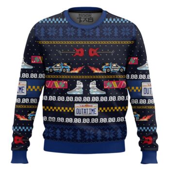 Get Back in Time For Christmas Back to the Future Ugly Christmas Sweater