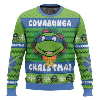 Cowabunga Leonardo Christmas Teenage Mutant Ninja Turtles Ugly Christmas Sweater