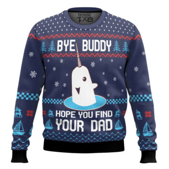 Elf Bye Buddy Hope You Find Your Dad Christmas Pattern Ugly Sweater