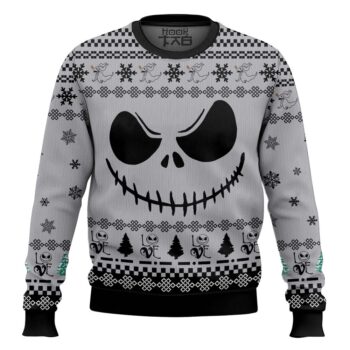 Jack Skellington Face Love White Hoodie Christmas Sweater