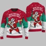 Santa Christmas Deck The Hall With Pickleballs Ugly Christmas Sweater