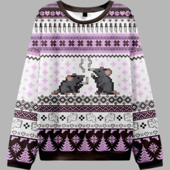 Smoking Rats Y2K Ugly Christmas Sweater