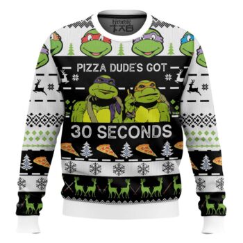 TMNT Ugly Sweater Pizza Dude?s Got 30 Seconds