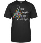Shine Bright Like A Call Light Nurse Christmas Lights T Shirt