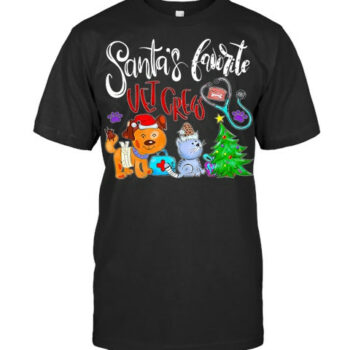 Santas Favorite Vet Crew Christmas Veterinary Technician Vet T Shirt