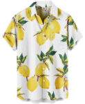 White Lemon Print Hawaiian Shirt –