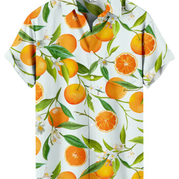 Orange Citrus Hawaiian Shirt – Light Blue