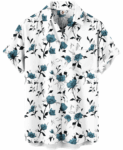 Teal Roses Hawaiian Shirt – White Floral
