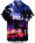 Palm Tree Sunset Hawaiian Shirt – Blue and Purple