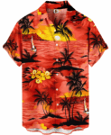 Red Sunset Tropical Palm Hawaiian Shirt –
