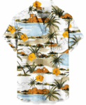 Palm Trees and Hibiscus Hawaiian Shirt – White Tropical